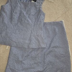 connected apparel Light Blue Lace Skirt Set